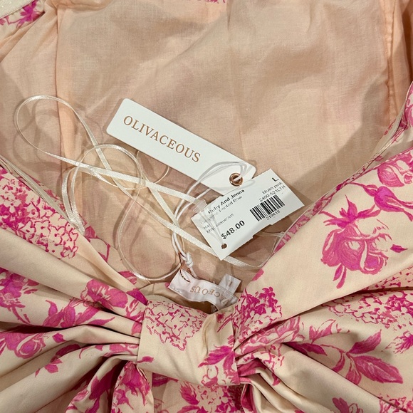 Blush Pink Printed Bow Strapless Crop Top - Picture 7 of 7